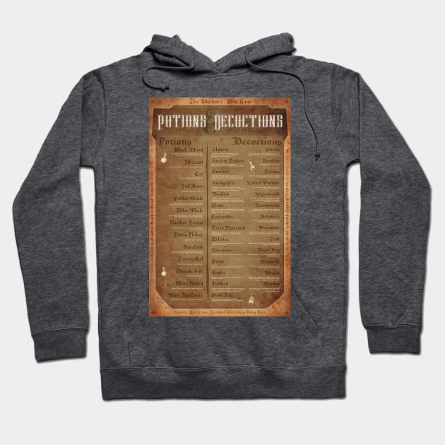 The Witcher 3 Potion and Decoction List Hoodie by Jarrodjvandenberg